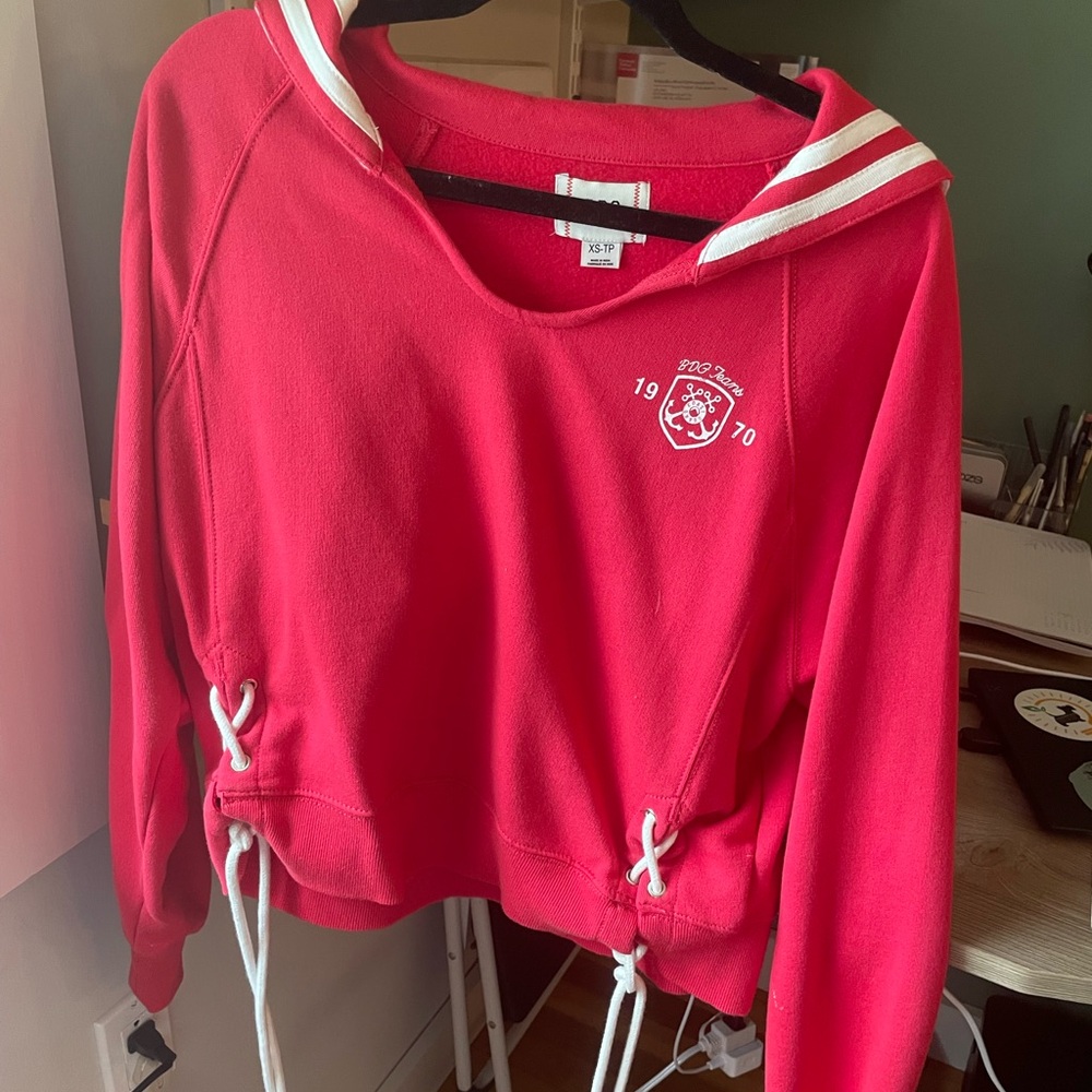 BDG Red Lace-Up Sweatshirt